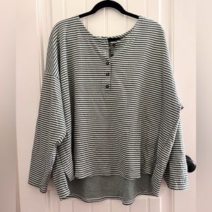 Madewell Double-Faced Henley Stripe Tee Green